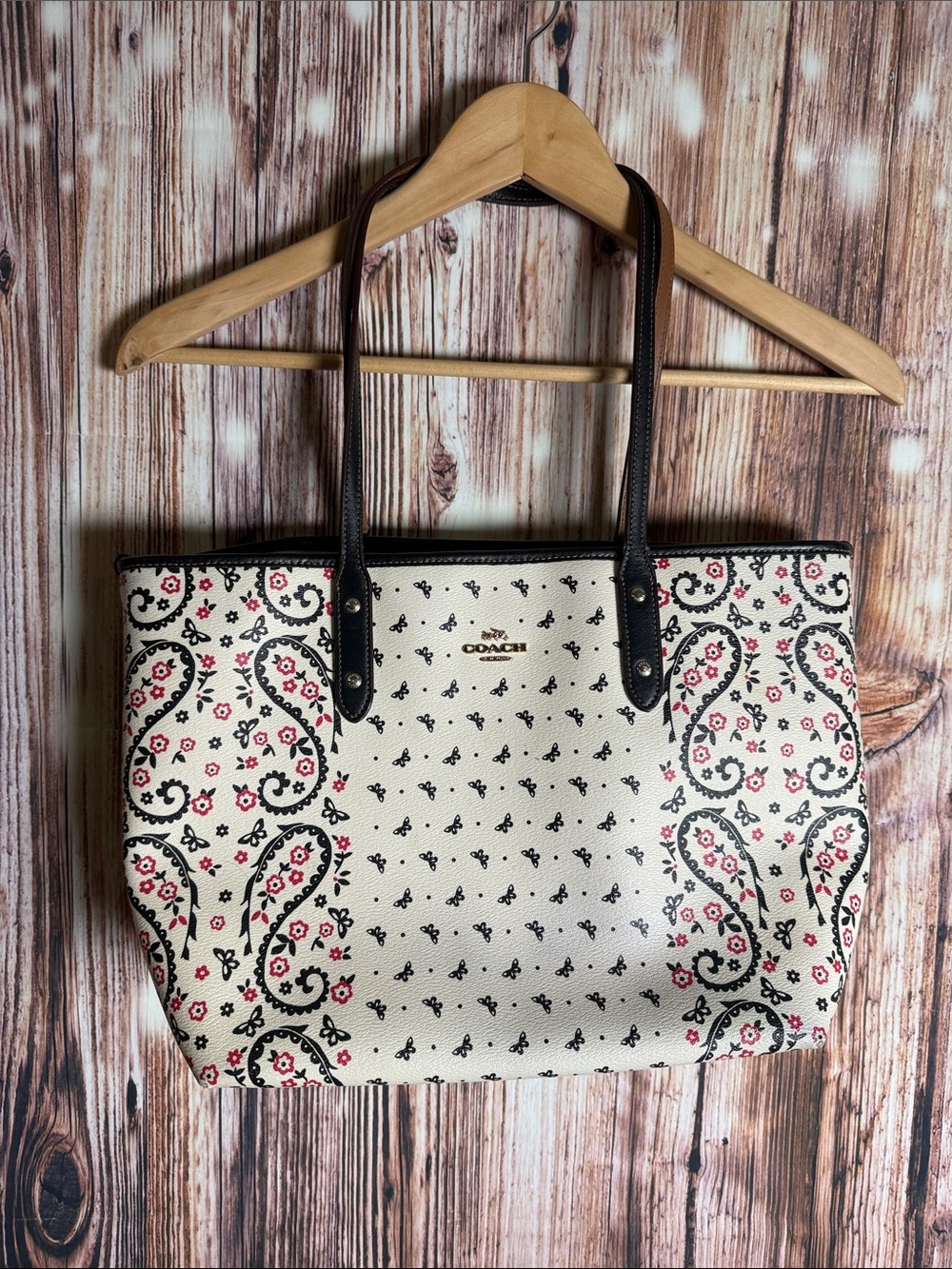 Coach Paisley Print w/ Butterflies Tote Bag